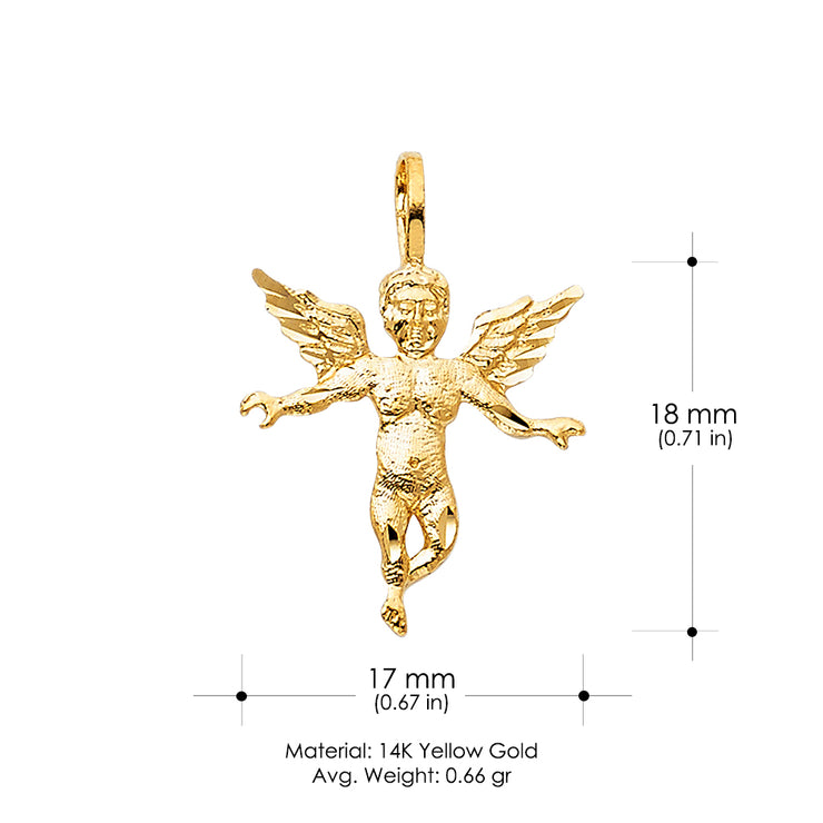 14K Gold Religious Angel Charm Pendant