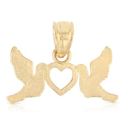 14K Gold Religious Cross with Holy Spirit Dove Charm Pendant