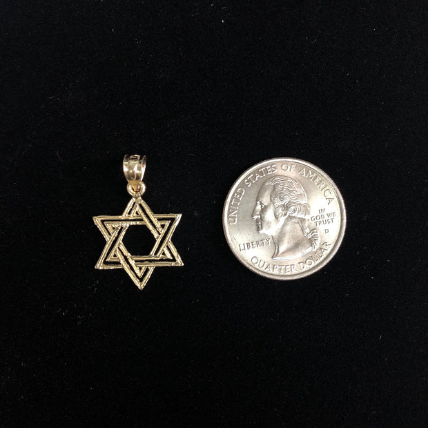 14K Gold Star of David Charm Pendant