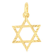 14K Gold Star of David Charm Pendant with 0.9mm Wheat Chain Necklace