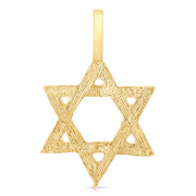 14K Gold Star of David Charm Pendant with 0.9mm Wheat Chain Necklace