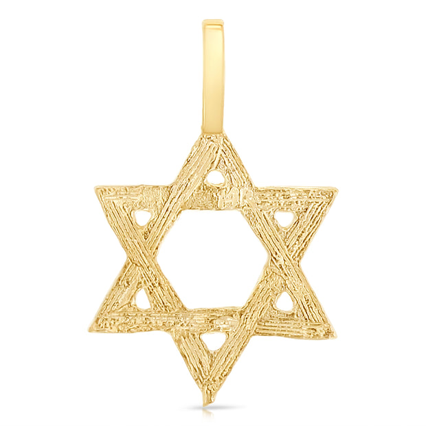 14K Gold Star of David Charm Pendant