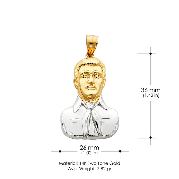 14K Gold Malverde Sinaloa Charm Pendant