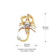 14K Gold Scorpion Charm Pendant with 3.1mm Figaro 3+1 Chain Necklace