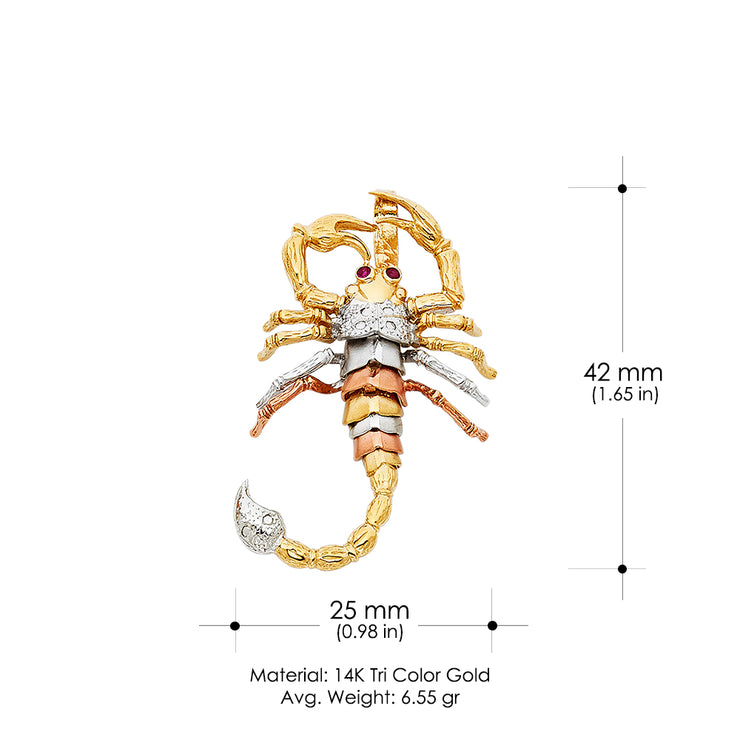 14K Gold Scorpion Charm Pendant