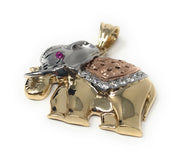 14K Gold CZ Elephant Charm Pendant