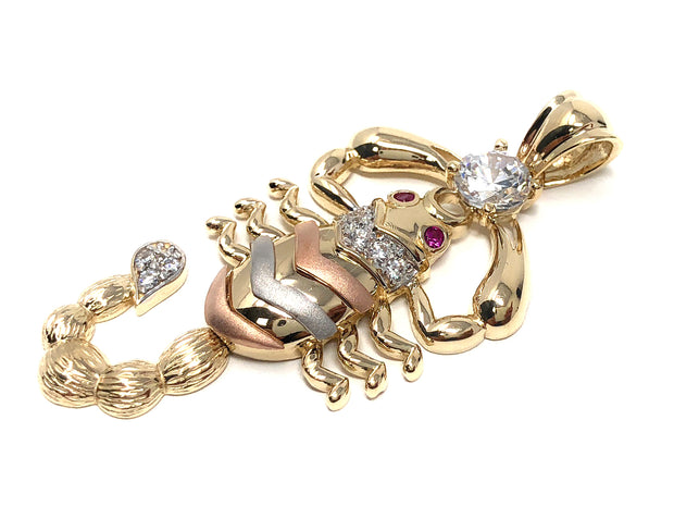 14K Gold CZ Scorpion Charm Pendant