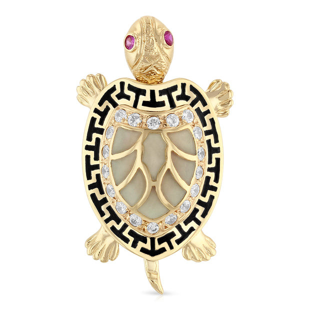 14K Gold Turtle Charm Pendant with 1.2mm Box Chain Necklace