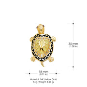 14K Gold Turtle Charm Pendant with 1.2mm Box Chain Necklace