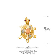 14K Gold Turtle Charm Pendant with 0.8mm Box Chain Necklace