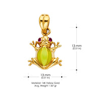 14K Gold Frog Charm Pendant with 1.2mm Singapore Chain Necklace