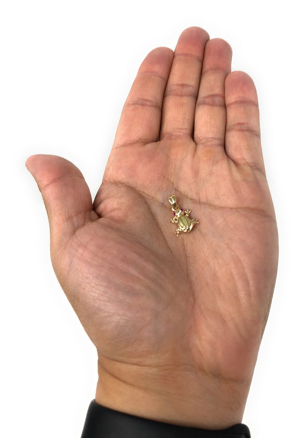 14K Gold Frog Charm Pendant