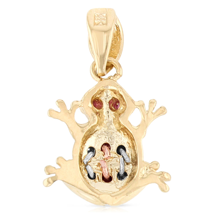 14K Gold Frog Charm Pendant with 0.8mm Box Chain Necklace