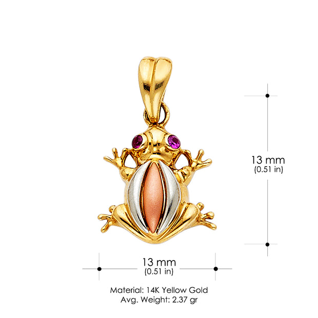 14K Gold Frog Charm Pendant