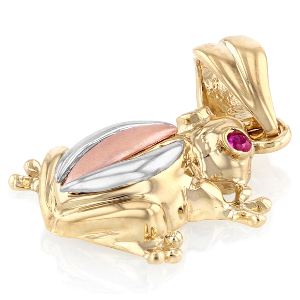 14K Gold Frog Charm Pendant