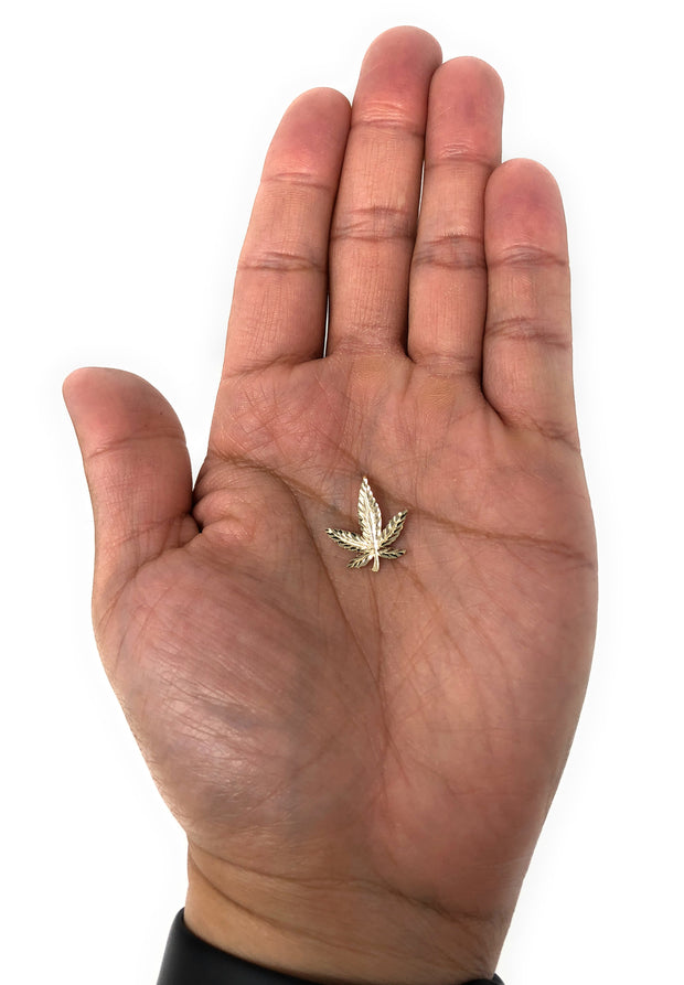14K Gold Marijuana Leaf Charm Pendant