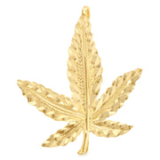 14K Gold Marijuana Leaf Charm Pendant with 1.2mm Box Chain Necklace