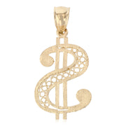14K Gold Dollar Sign Charm Pendant with 3.1mm Figaro 3+1 Chain Necklace