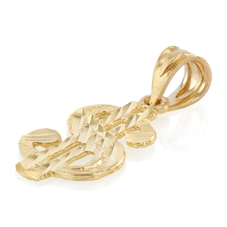 14K Gold Dollar Sign Charm Pendant