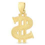 14K Gold Dollar Sign Charm Pendant with 3.1mm Figaro 3+1 Chain Necklace