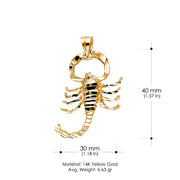 14K Gold Scorpion Charm Pendant with 2mm Flat Open Wheat Chain Necklace