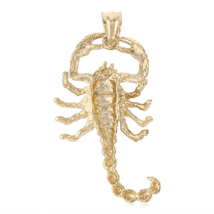 14K Gold Scorpion Charm Pendant with 1.2mm Box Chain Necklace