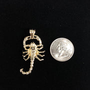 14K Gold Scorpion Charm Pendant with 2mm Flat Open Wheat Chain Necklace