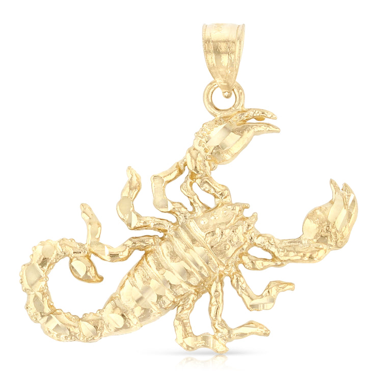 14K Gold Scorpion Charm Pendant with 1.8mm Singapore Chain Necklace