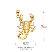 14K Gold Scorpion Charm Pendant with 1.2mm Box Chain Necklace