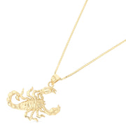 14K Gold Scorpion Charm Pendant with 1.2mm Box Chain Necklace