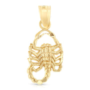 14K Gold Scorpion Charm Pendant with 1.2mm Singapore Chain Necklace