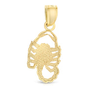 14K Gold Scorpion Charm Pendant with 1.5mm Flat Open Wheat Chain Necklace