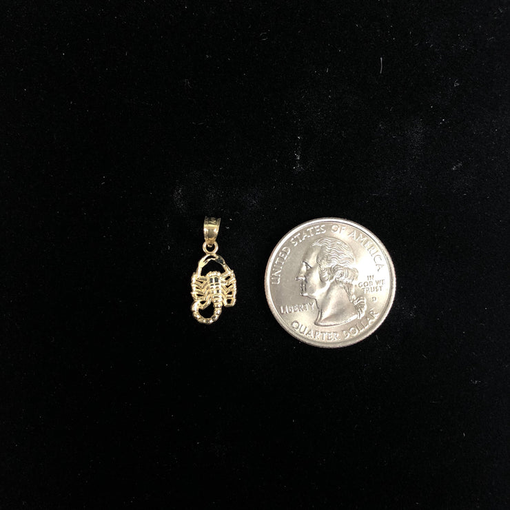 14K Gold Scorpion Charm Pendant with 1.2mm Singapore Chain Necklace