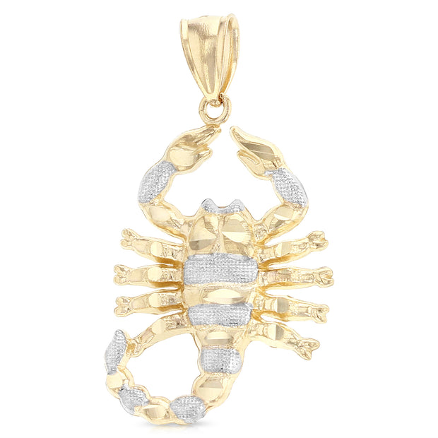 14K Gold Scorpion Charm Pendant with 1.8mm Singapore Chain Necklace