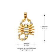 14K Gold Scorpion Charm Pendant with 3.1mm Figaro 3+1 Chain Necklace