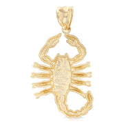 14K Gold Scorpion Charm Pendant with 2mm Flat Open Wheat Chain Necklace