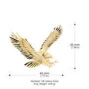 14K Gold Eagle Charm Pendant with 1.7mm Flat Open Wheat Chain Necklace