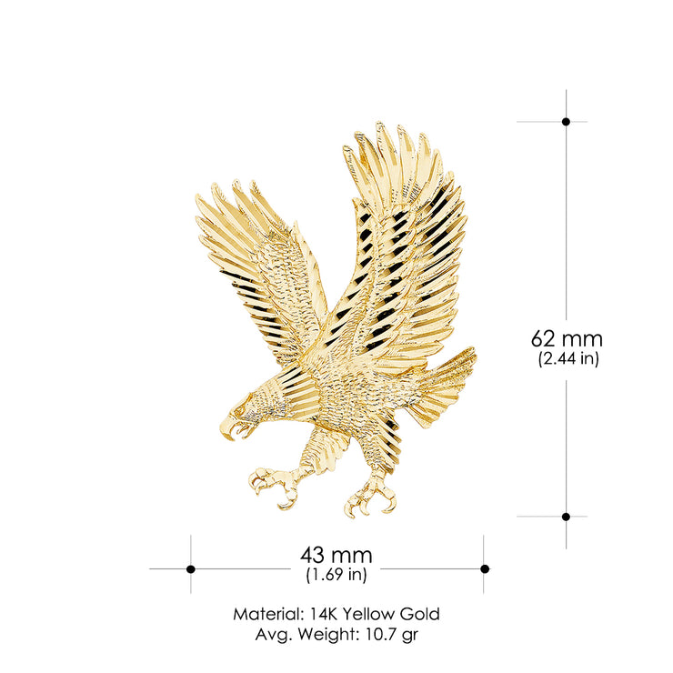 14K Gold Eagle Charm Pendant with 3.1mm Figaro 3+1 Chain Necklace