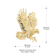 14K Gold Eagle Charm Pendant with 1.7mm Flat Open Wheat Chain Necklace