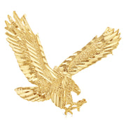 14K Gold Eagle Charm Pendant with 1.7mm Flat Open Wheat Chain Necklace