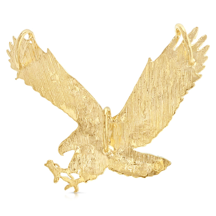 14K Gold Eagle Charm Pendant with 1.8mm Singapore Chain Necklace