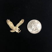 14K Gold Eagle Charm Pendant with 1.7mm Flat Open Wheat Chain Necklace