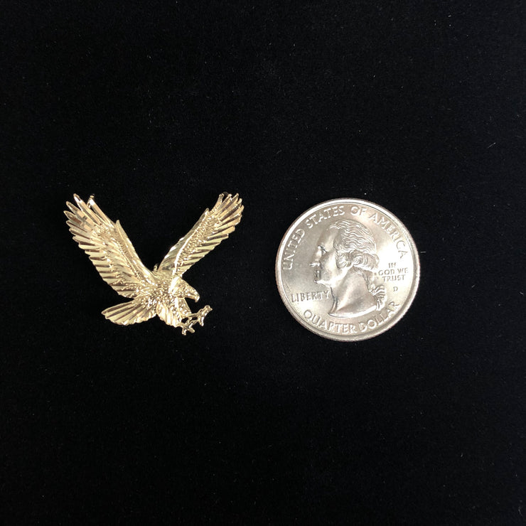 14K Gold Eagle Charm Pendant with 1.8mm Singapore Chain Necklace