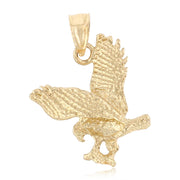 14K Gold Eagle Charm Pendant with 1.2mm Singapore Chain Necklace