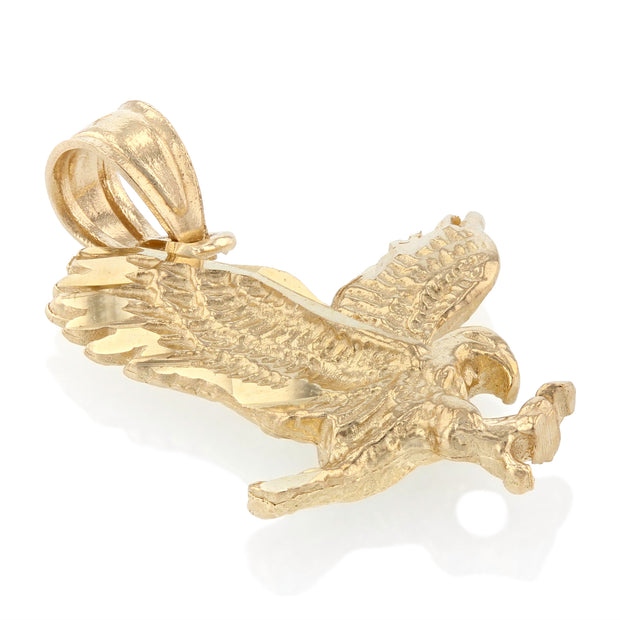 14K Gold Eagle Charm Pendant with 1.2mm Singapore Chain Necklace
