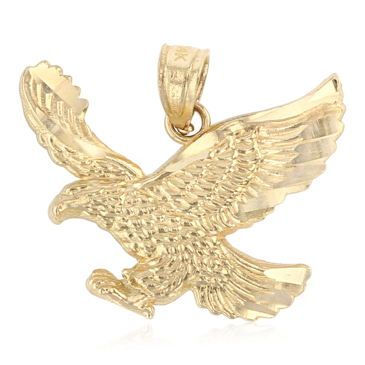 14K Gold Eagle Charm Pendant with 2.3mm Figaro 3+1 Chain Necklace