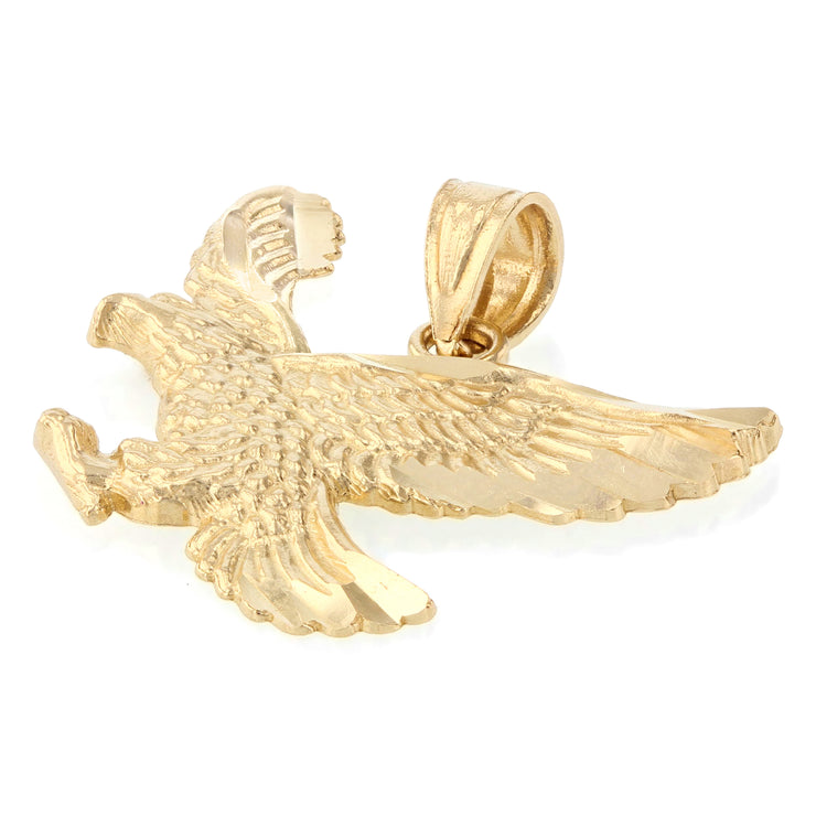 14K Gold Eagle Charm Pendant with 1.2mm Box Chain Necklace