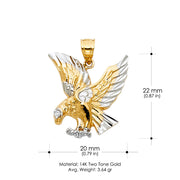 14K Gold Eagle Charm Pendant with 1.2mm Box Chain Necklace