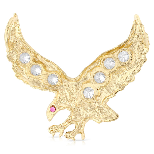 14K Gold CZ Eagle Charm Pendant