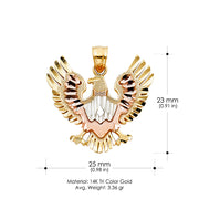 14K Gold Eagle Charm Pendant with 3.1mm Figaro 3+1 Chain Necklace